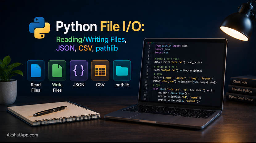 Python File I/O: Reading/Writing Files, JSON, CSV, pathlib