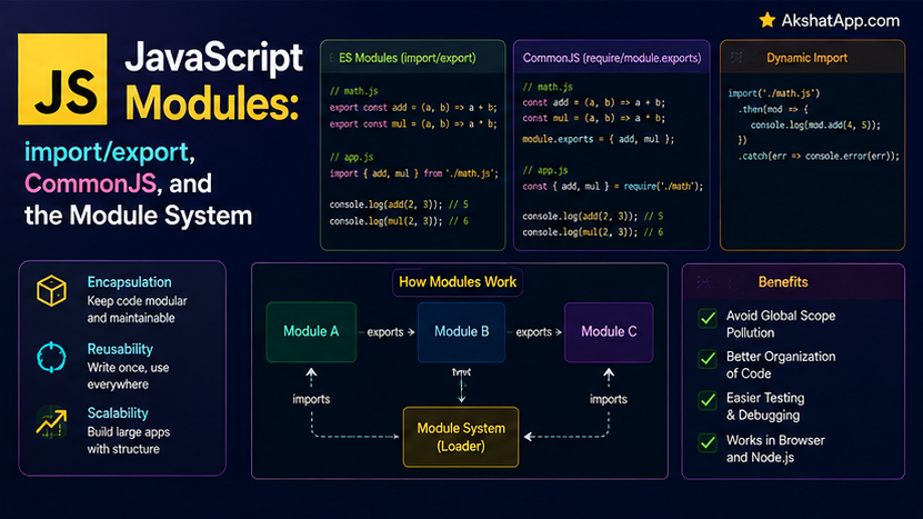 JavaScript Modules: import/export, CommonJS, and the Module System