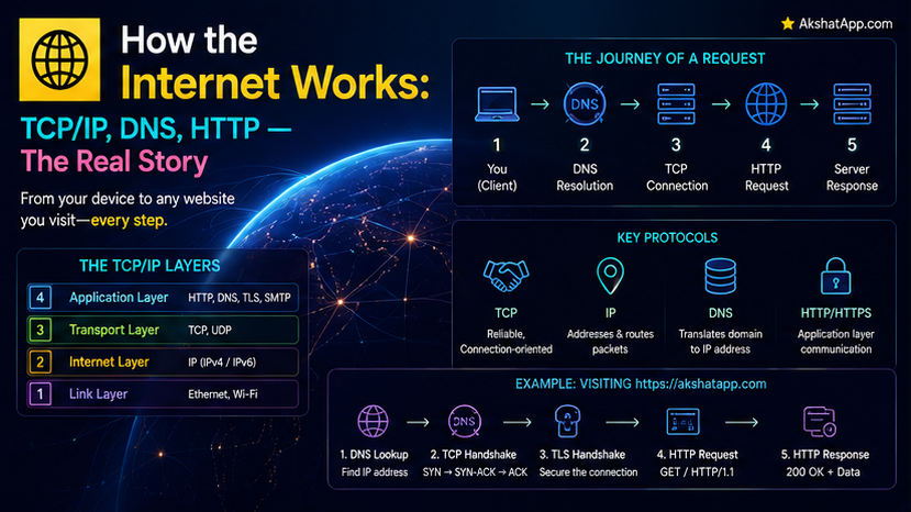 How the Internet Works: TCP/IP, DNS, and HTTP — The Real Story